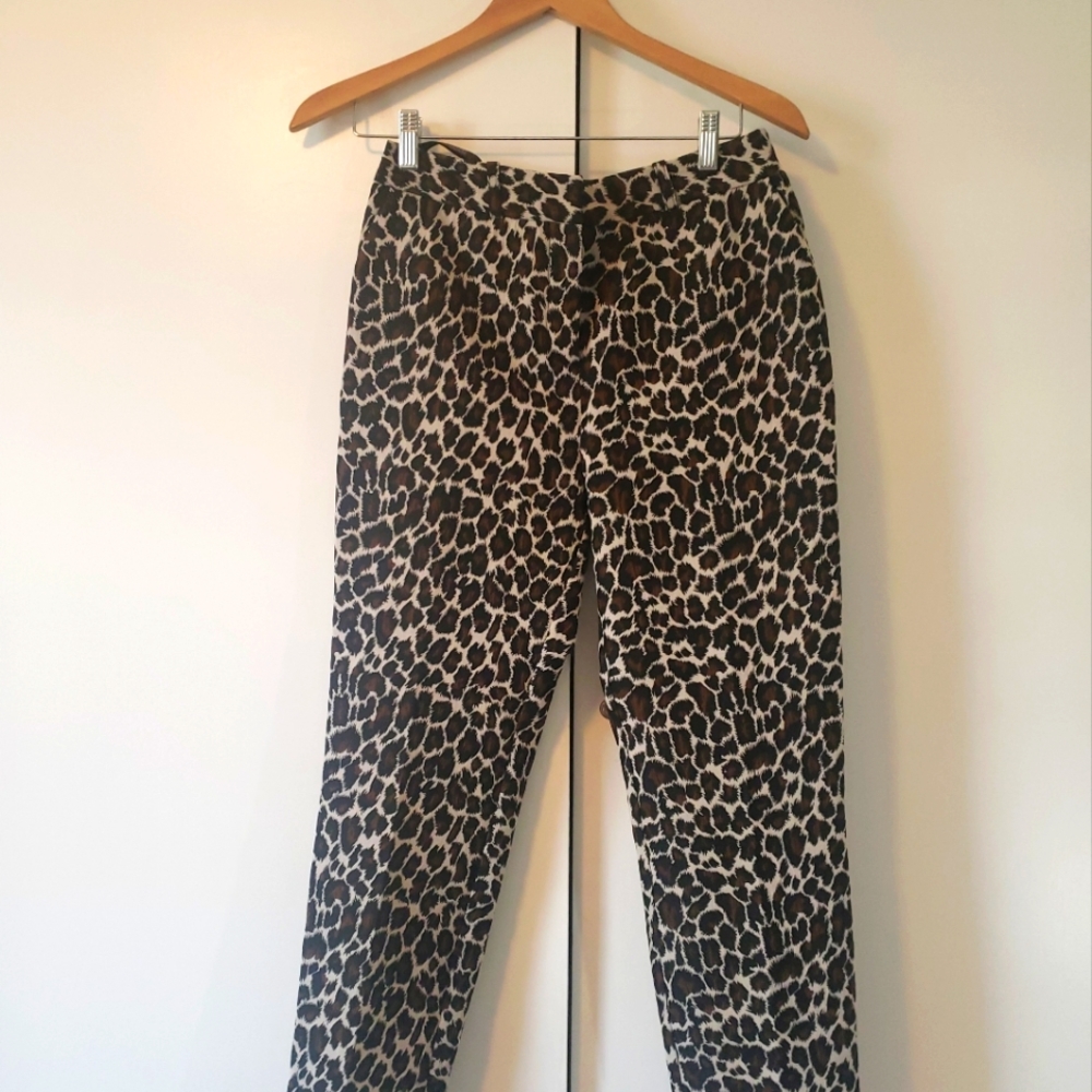Topshop Leopard print dress crop straight leg pants size 6
